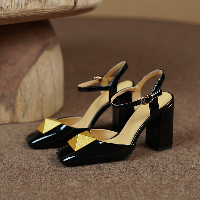 Caitlin High Chunky Heel Ankle Strap Pumps Newgew